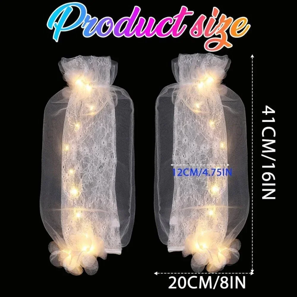 Women's Light Up Led Long Tulle Gloves Elbow Length Arm Sleeves Flower Gloves